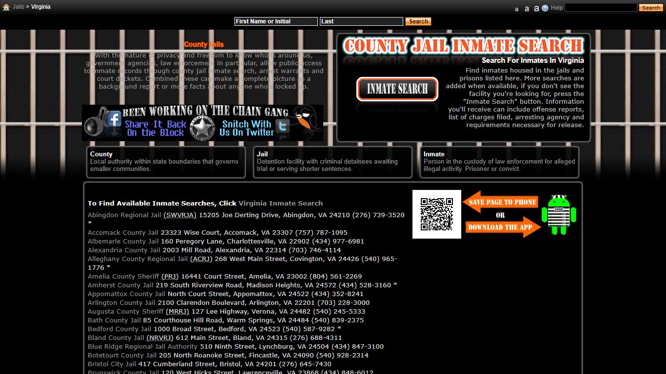 Jails in Virginia - County Jail Inmate Search